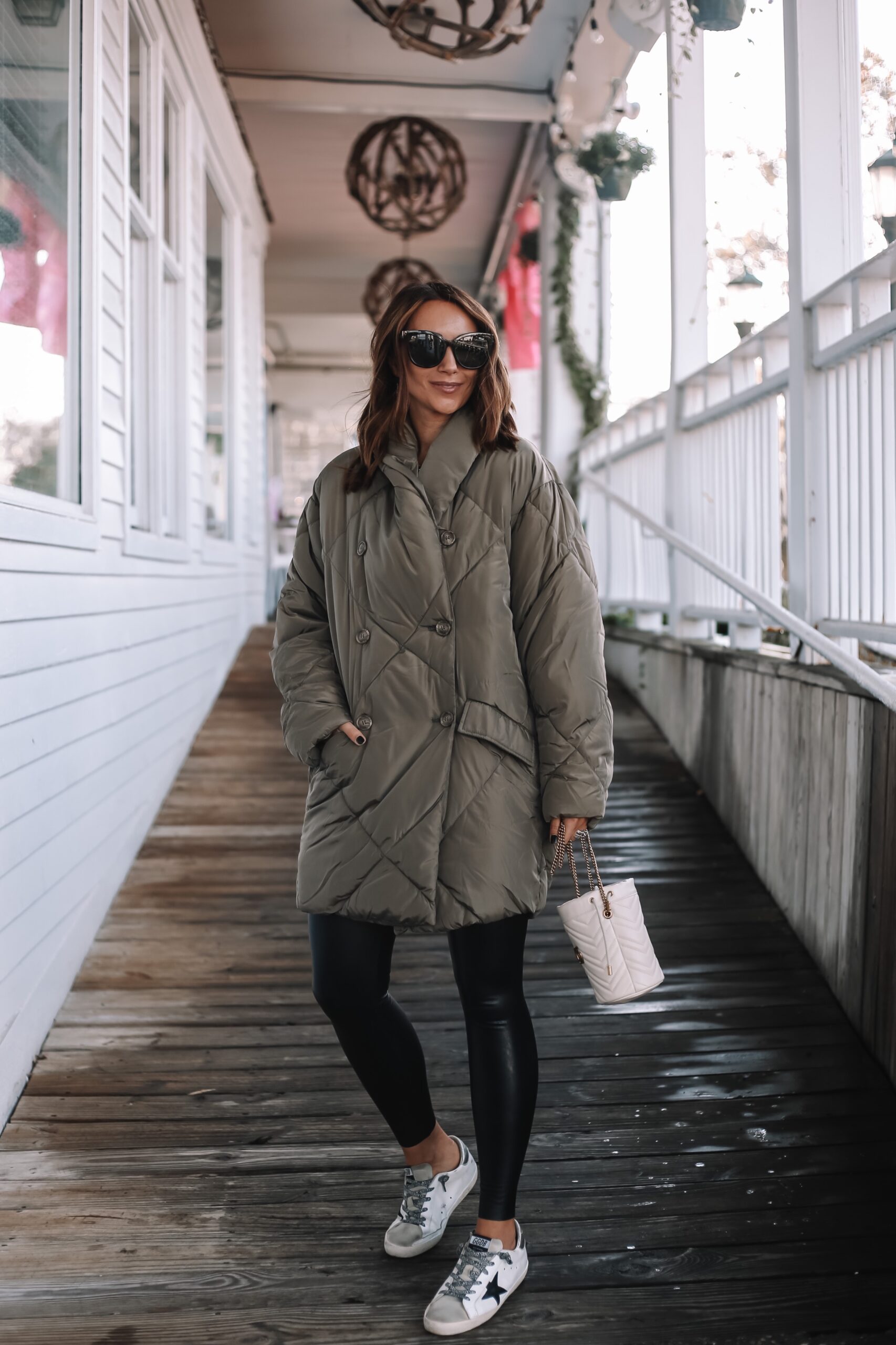 warm jacket outfit, green free people jacket