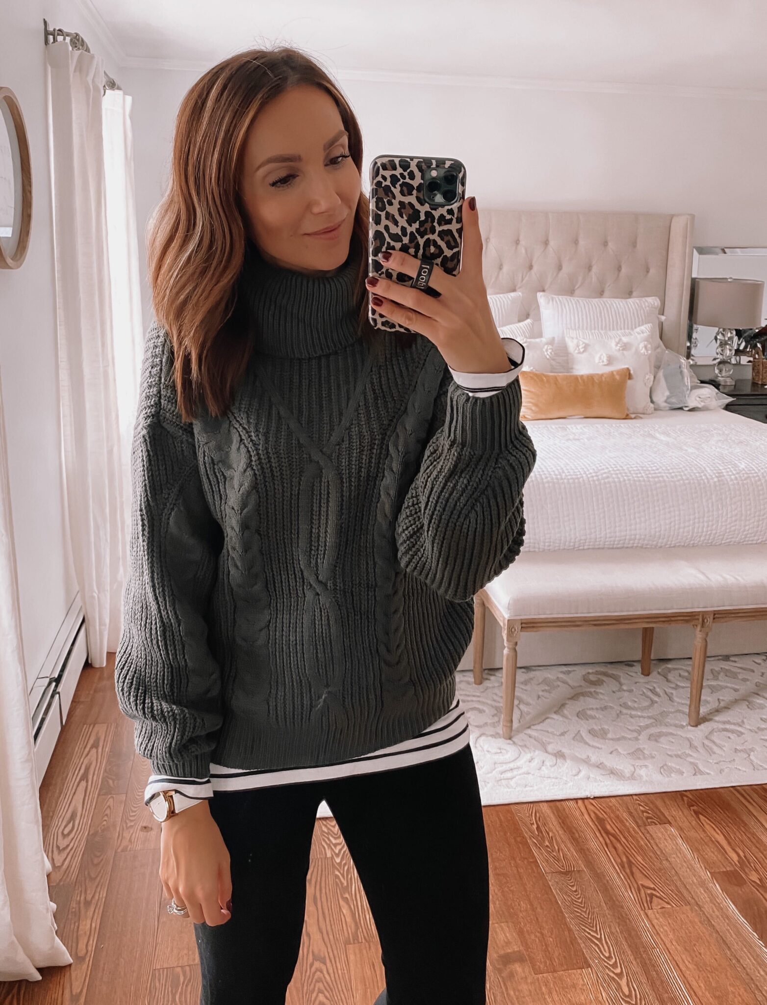 amazon cropped sweater with layering tee