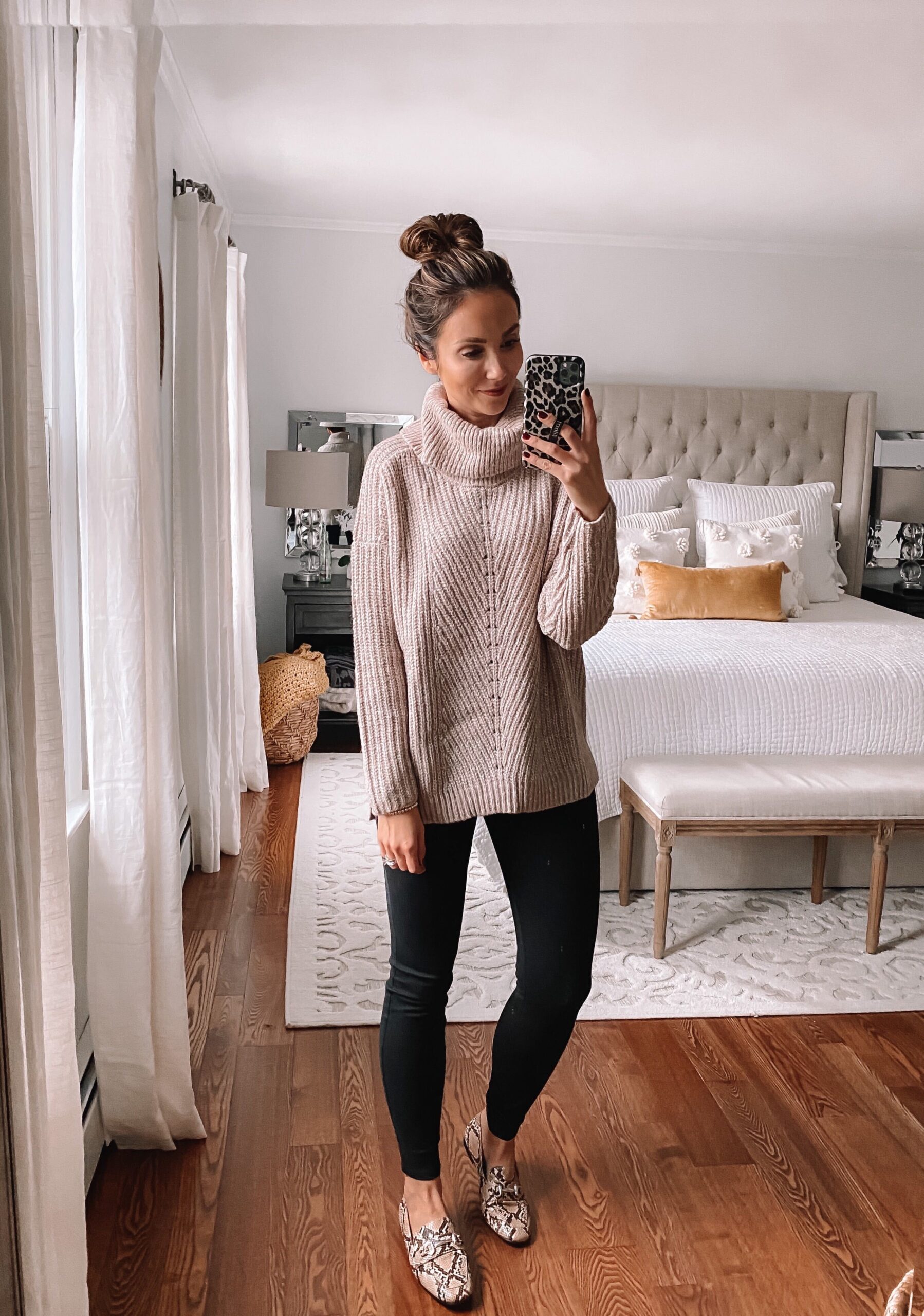 walmart chunky sweater, fall outfit idea, black jeggings