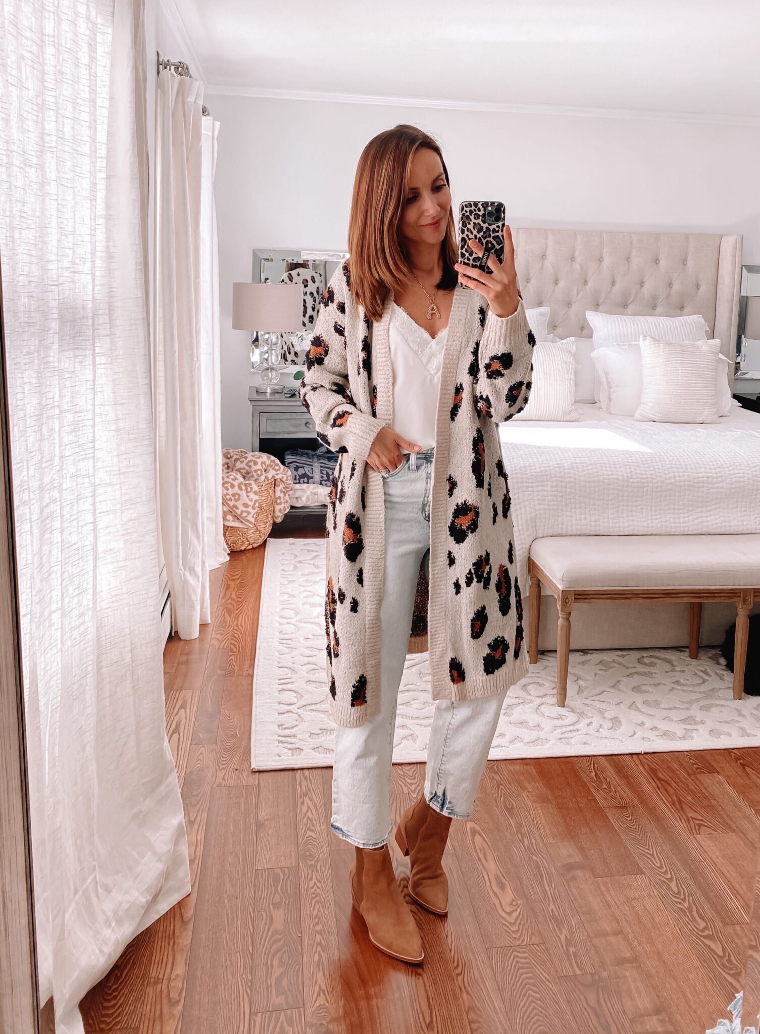 target leopard cardigan, fall casual outfit