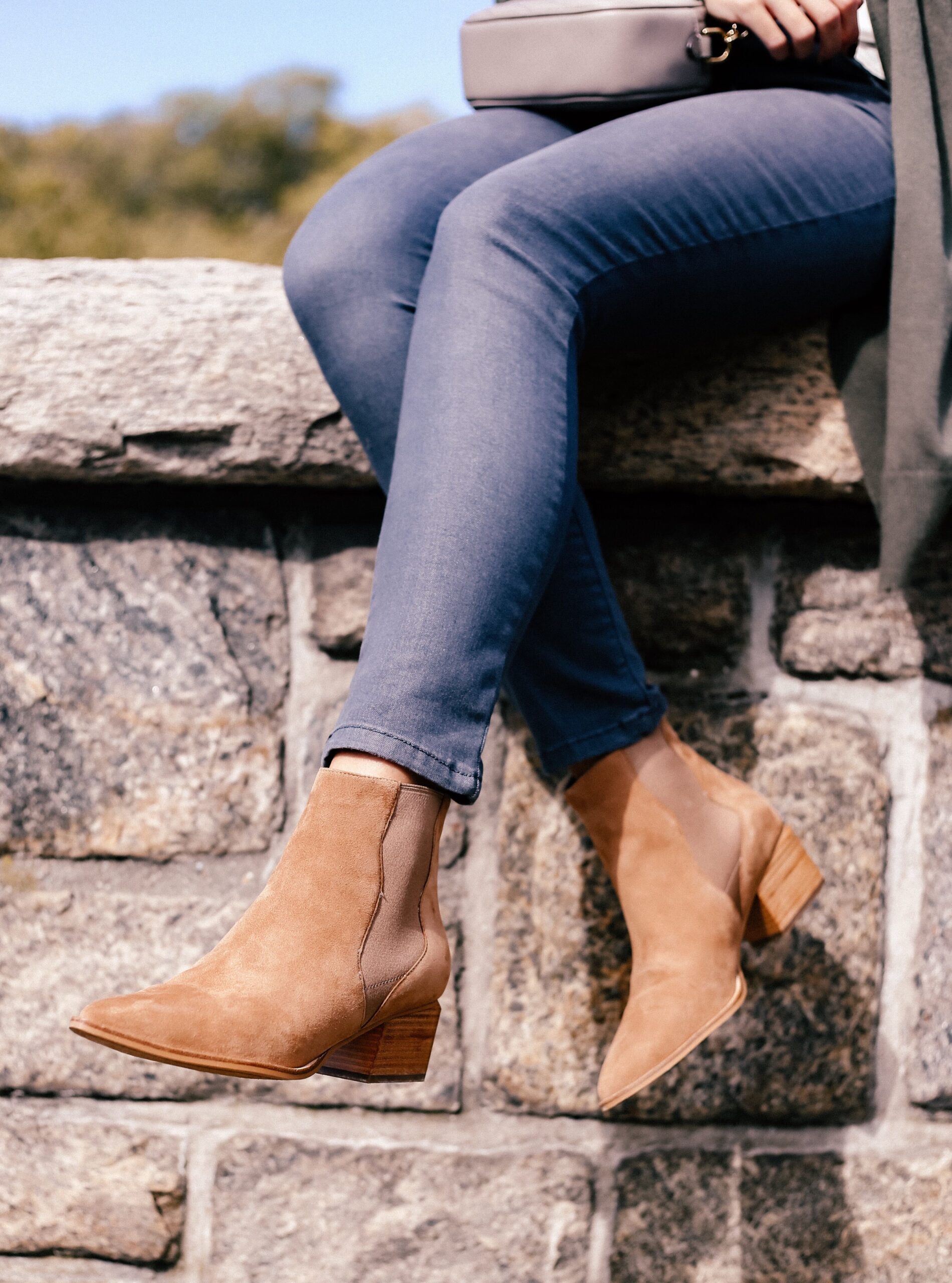 tan pointed toe booties