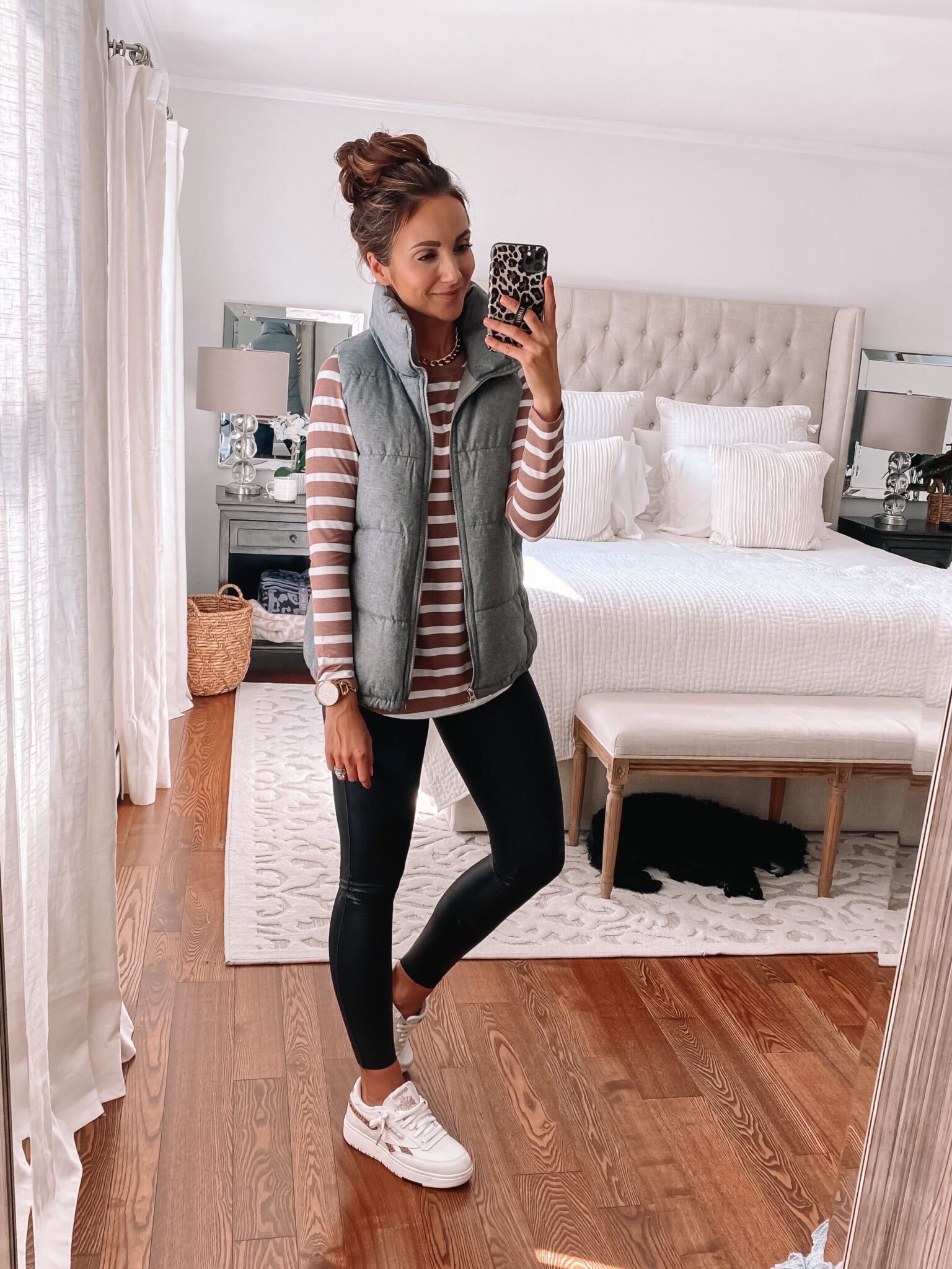 casual fall outfit, layering tee, old navy vest