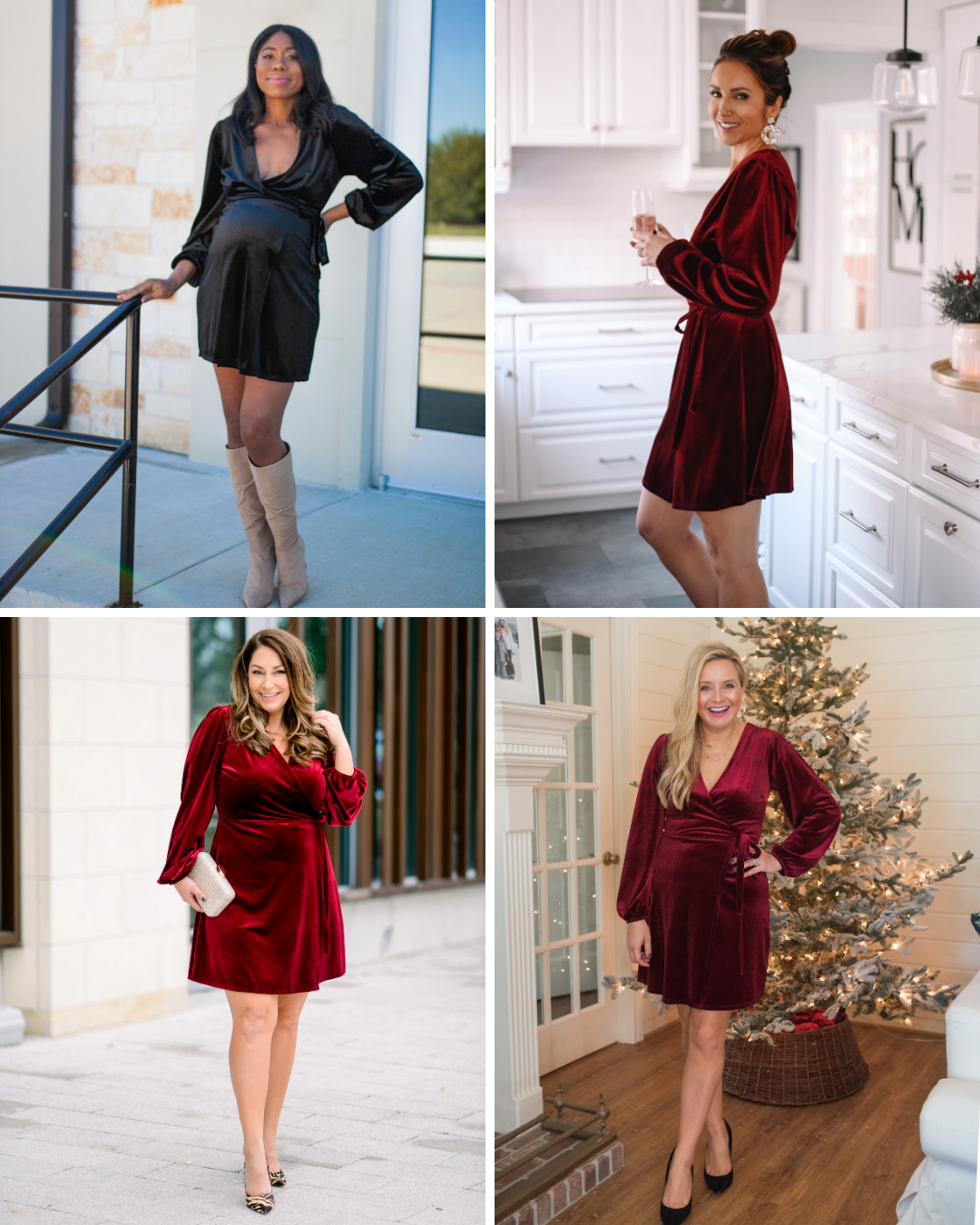 Steph Taylor Jackson Velvet Blouson Sleeve Wrap Dress