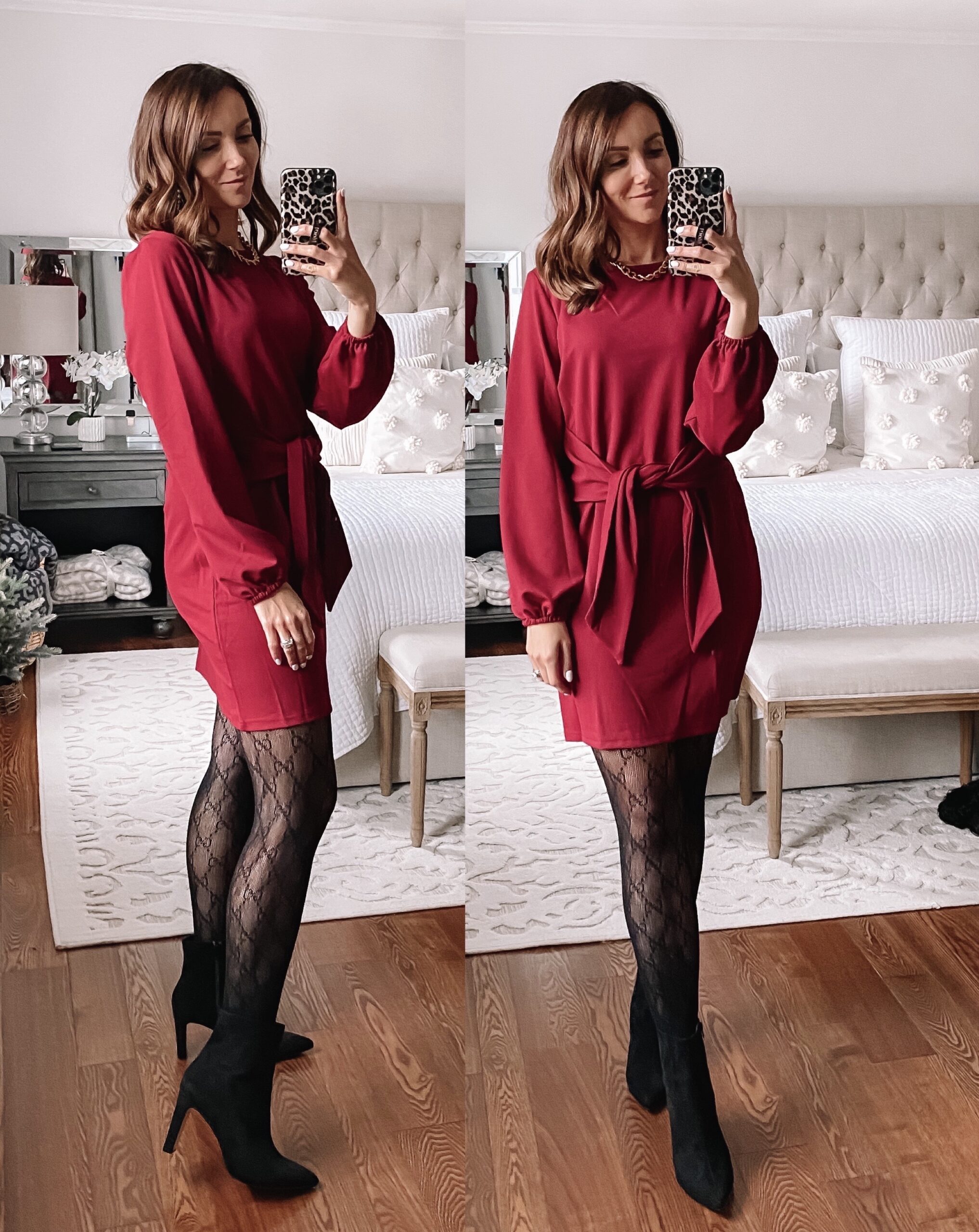 amazon red dress with booties