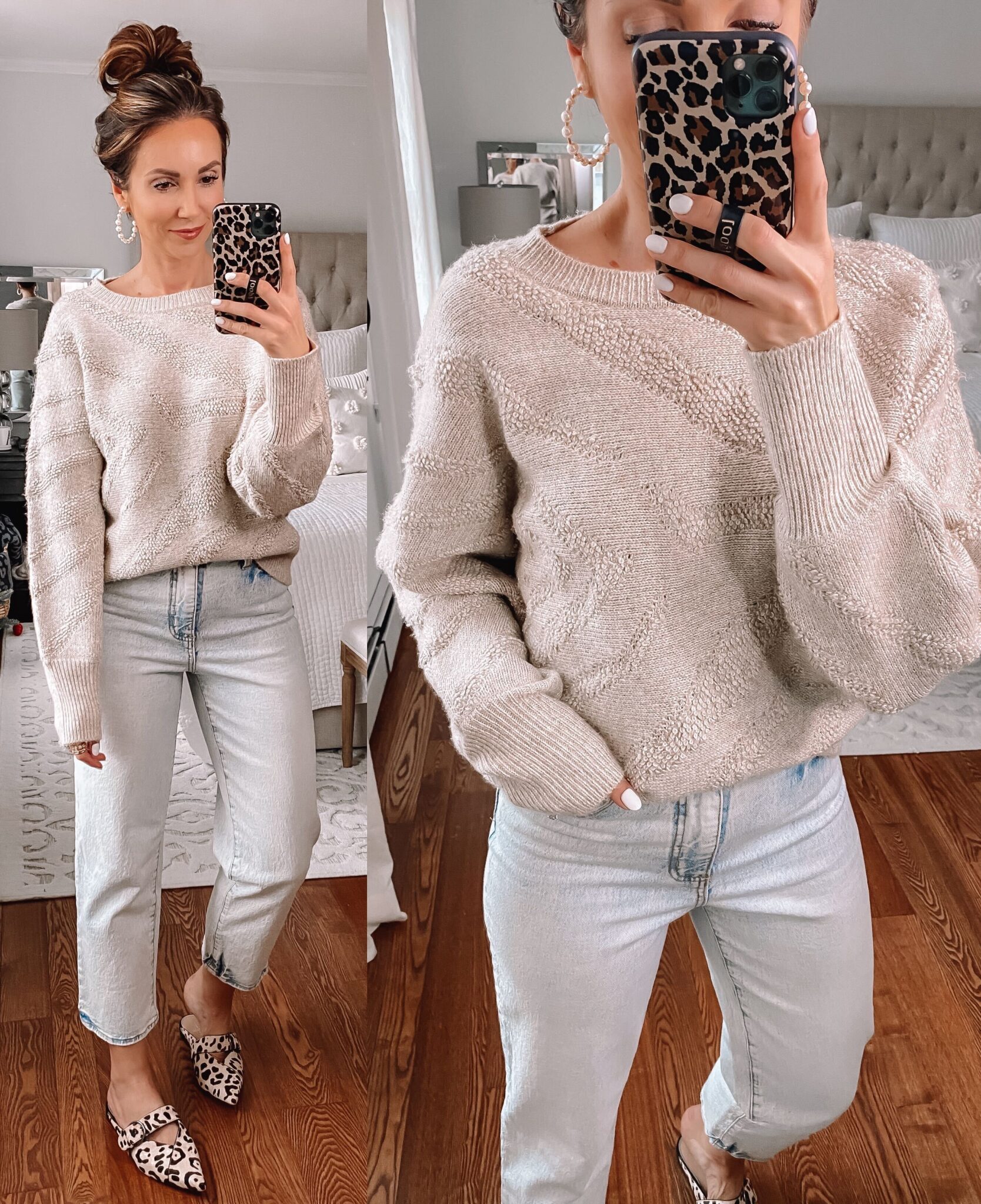 target sweater with jeans and mules