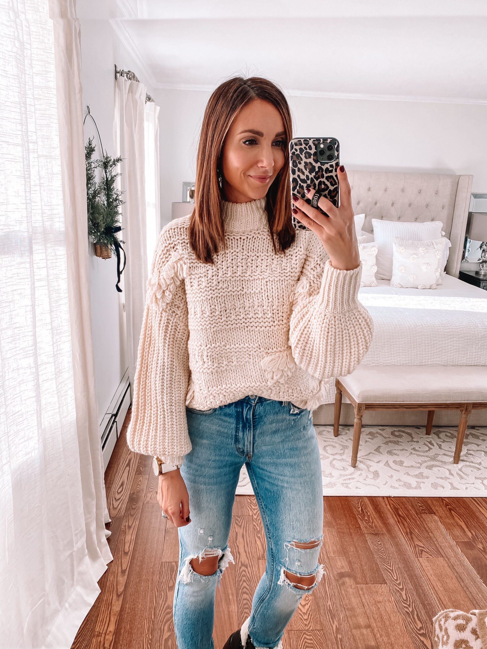 target outfit, target finds, balloon sleeve sweater with jeans