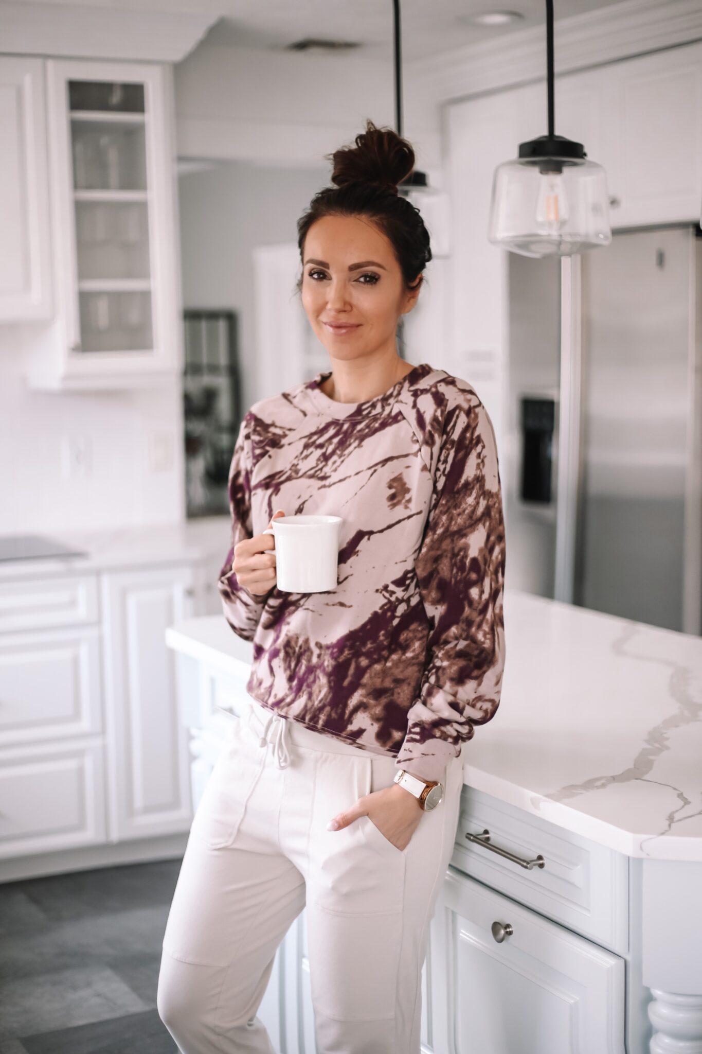 tie dye sweatshirt and joggers