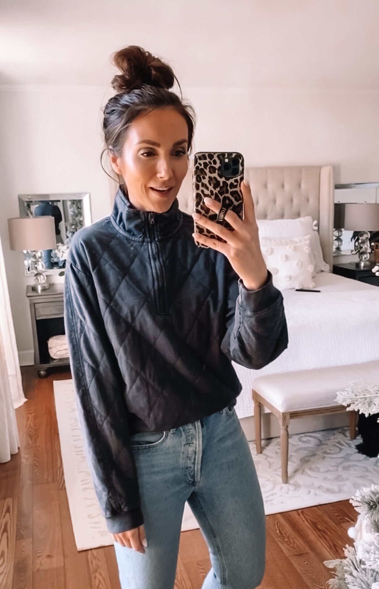 target style, quilted jacket with jeans