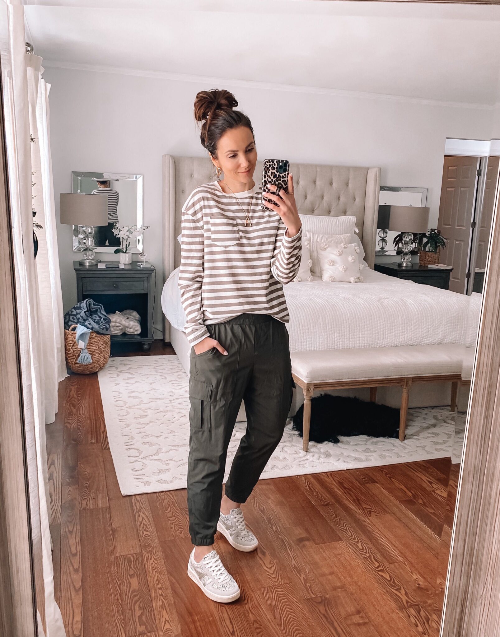 Target style, stripe tee with joggers