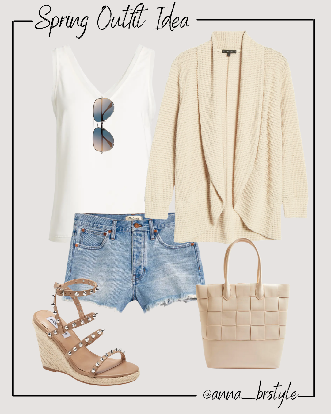 spring outfit idea with denim shorts