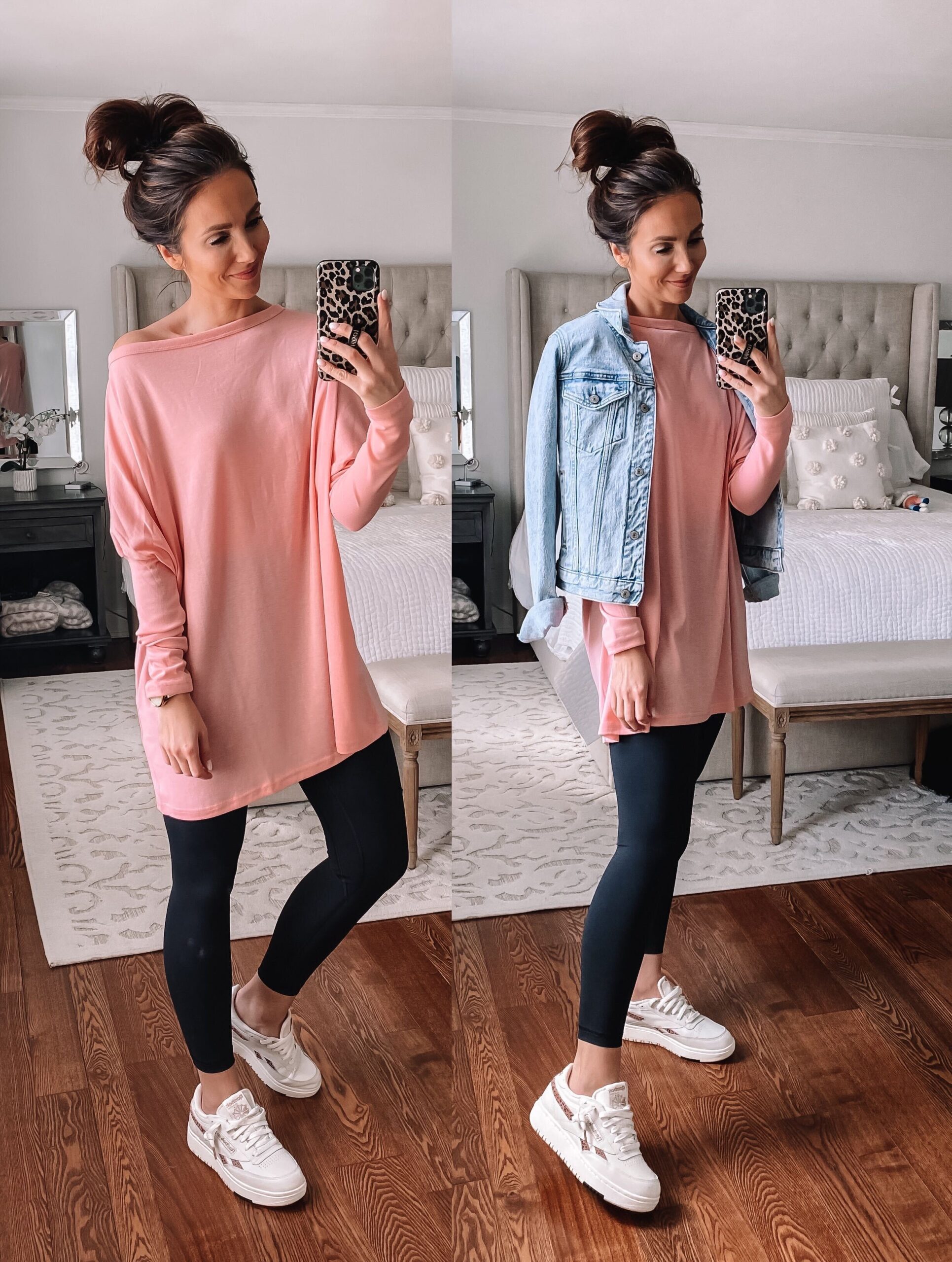 amazon pink tunic with amazon leggings, amazon fashion