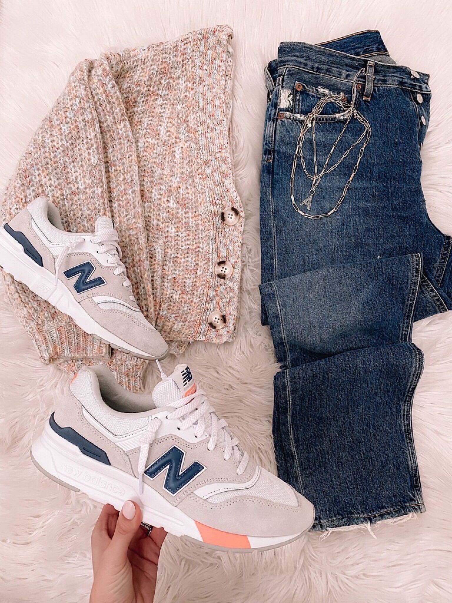 flatlay with new balance sneakers