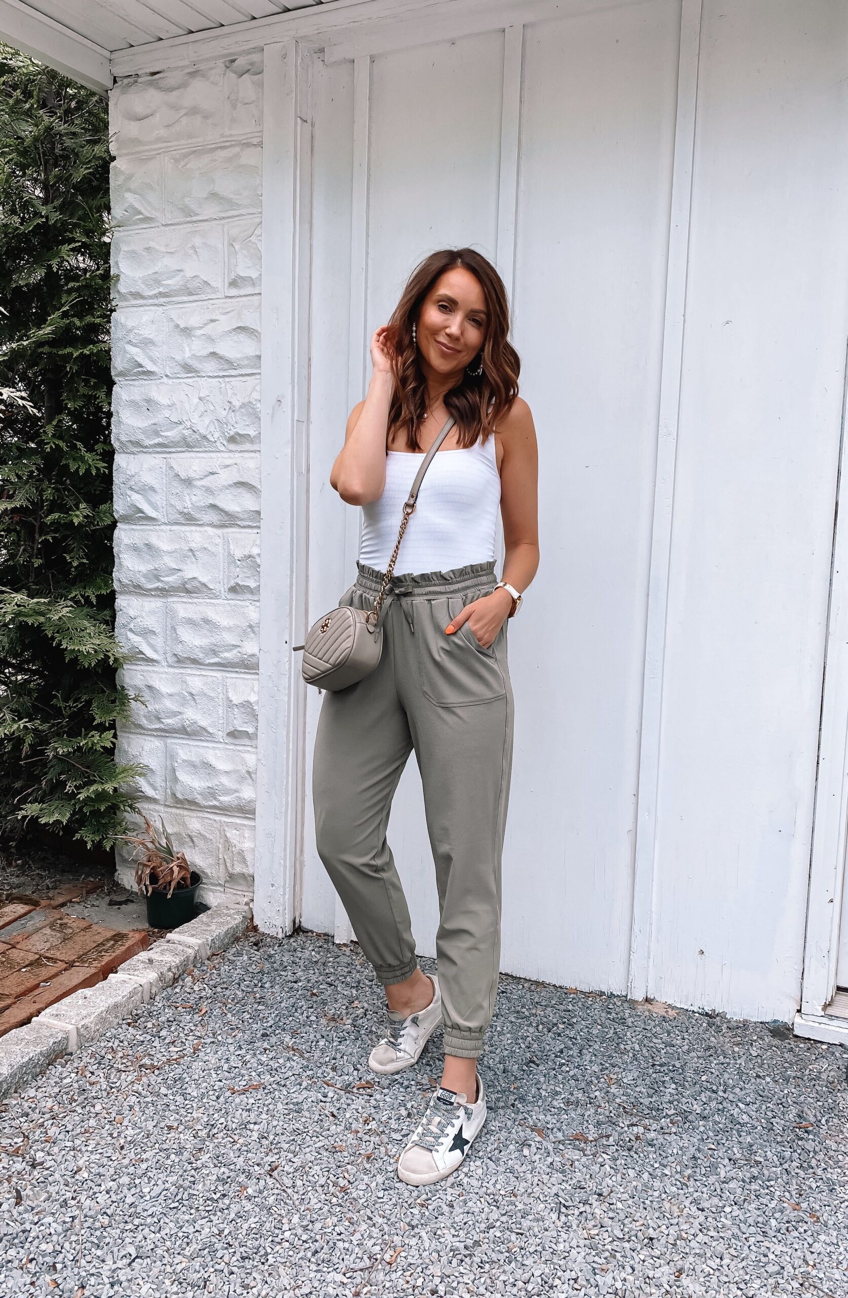 athleisure style, zella joggers with fp tank