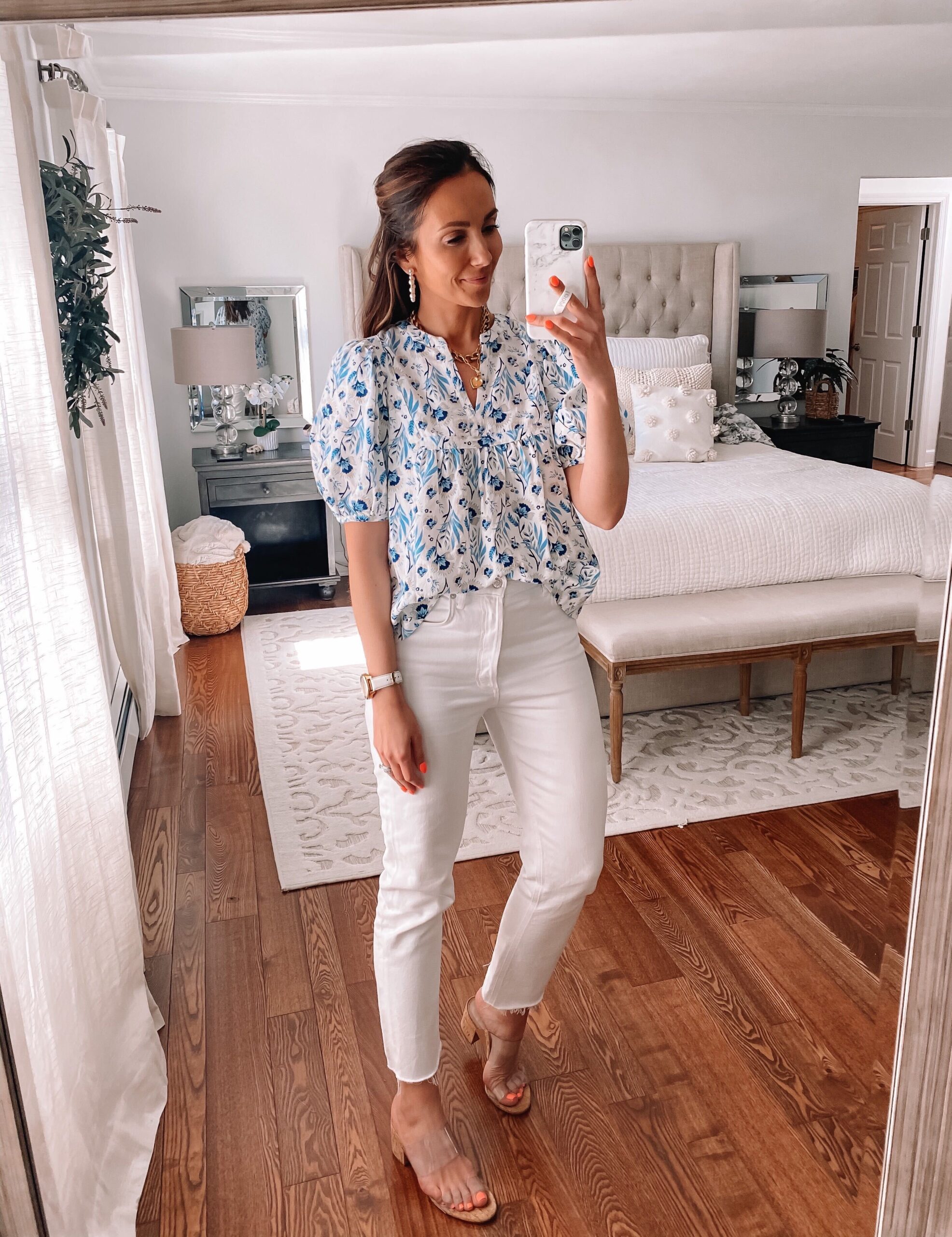 target blouse with white jeans