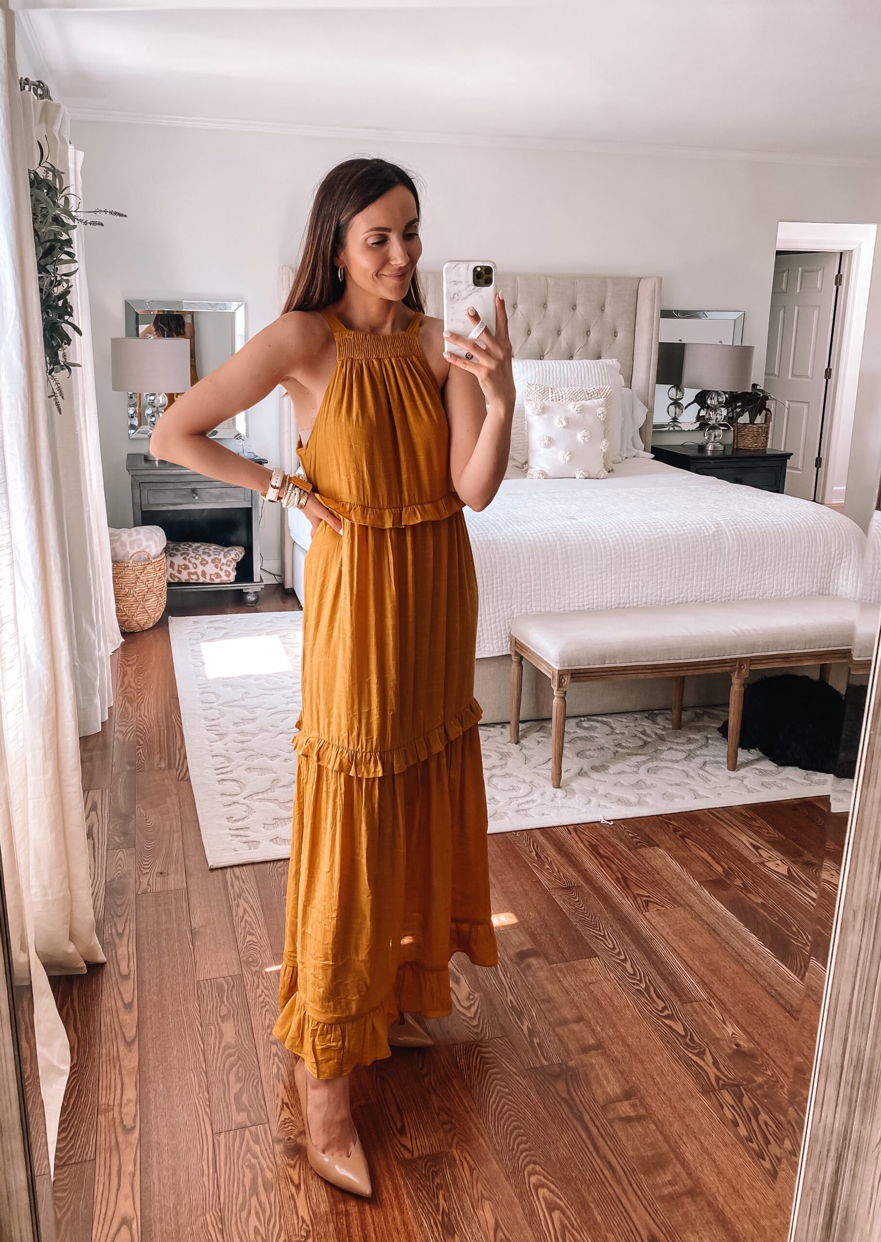 forever 21 maxi mustard dress