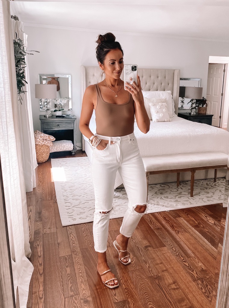 abercrombie white jeans with bodysuit