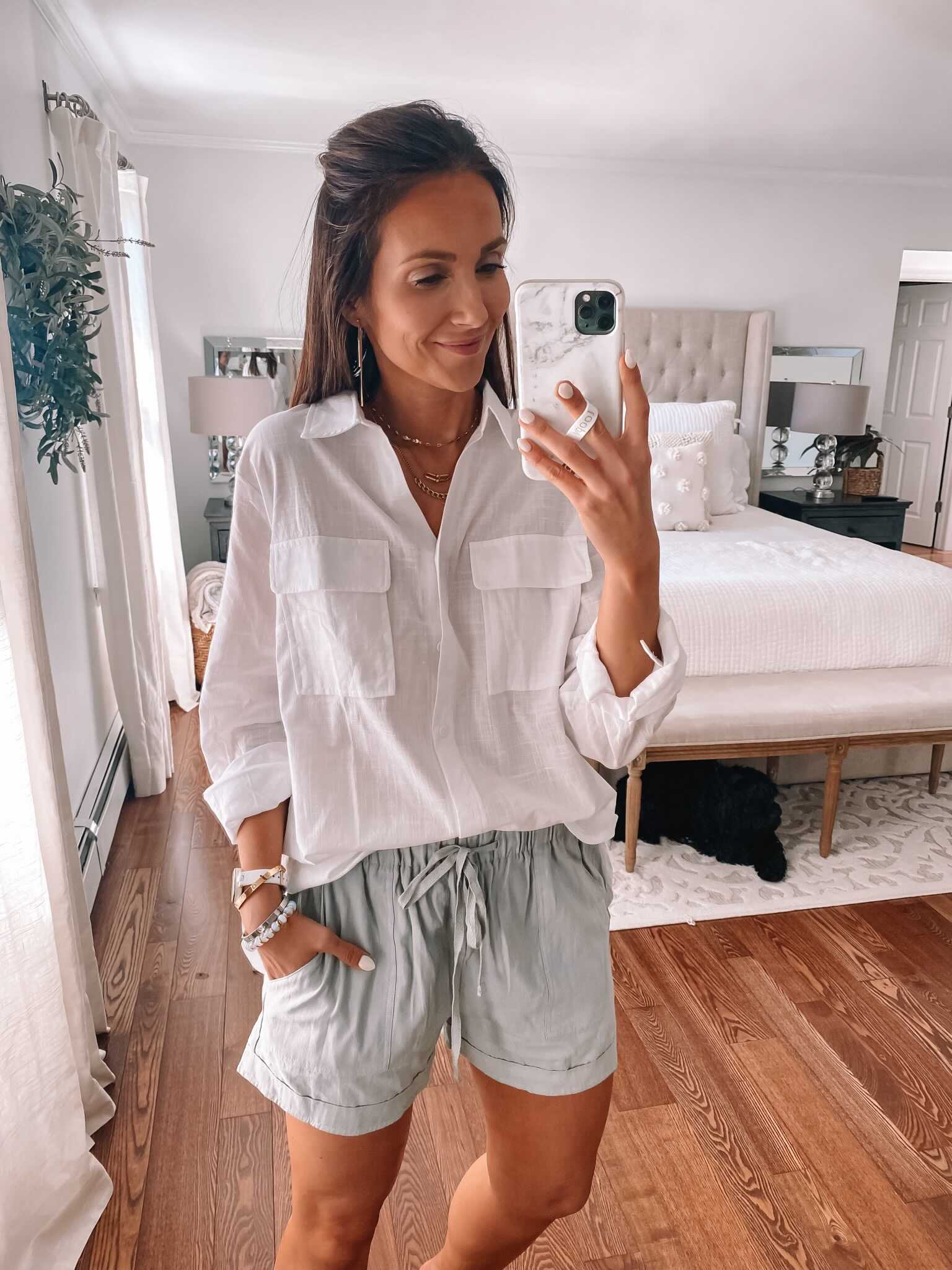 amazon white button down with shorts