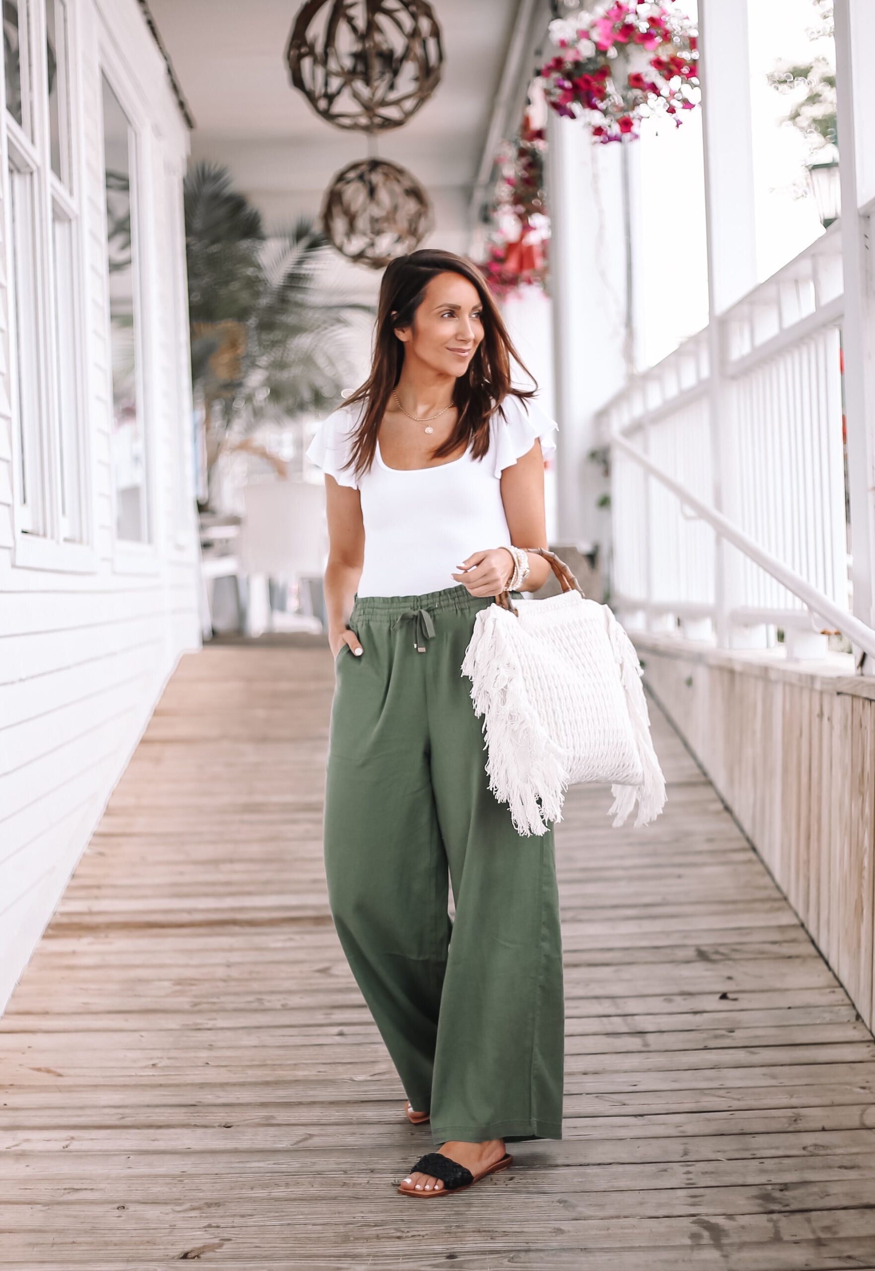 walmart wide leg green pants, walmart bodysuit