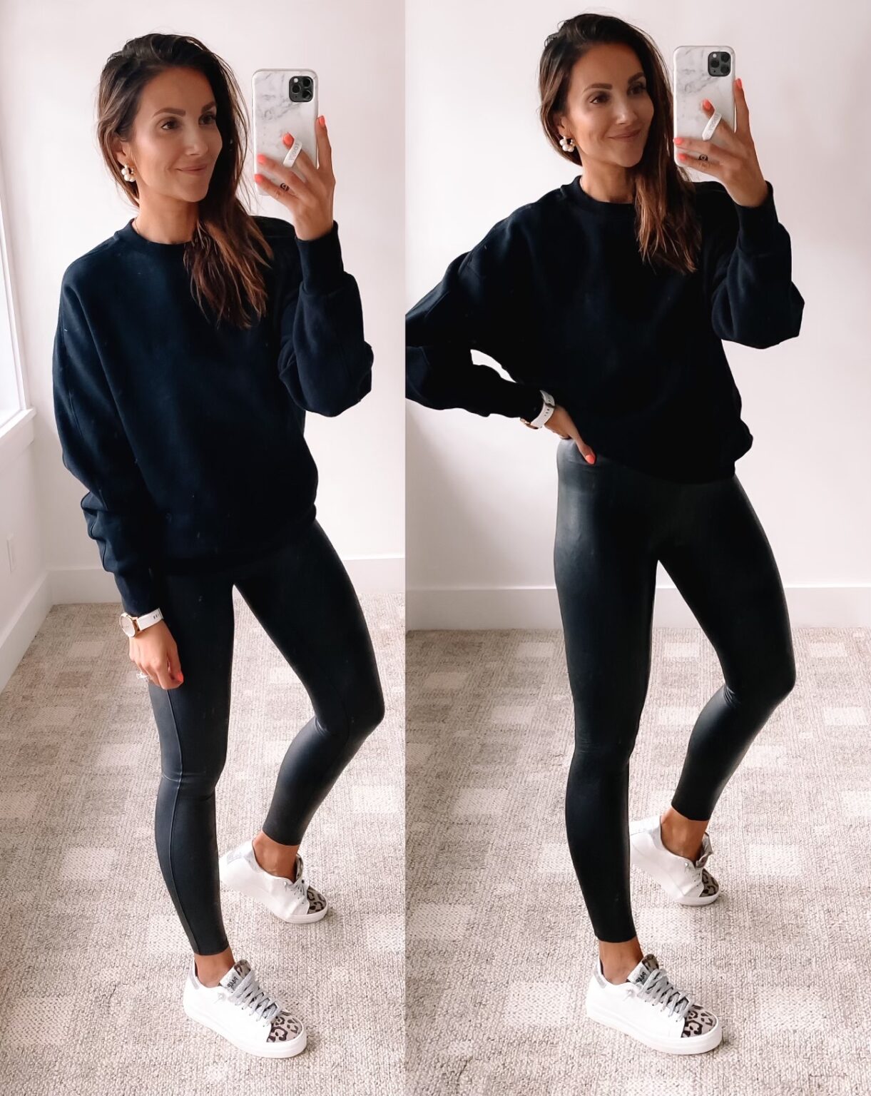 Fall Outfit Ideas with Commando Faux Leather Leggings - Blushing Rose ...