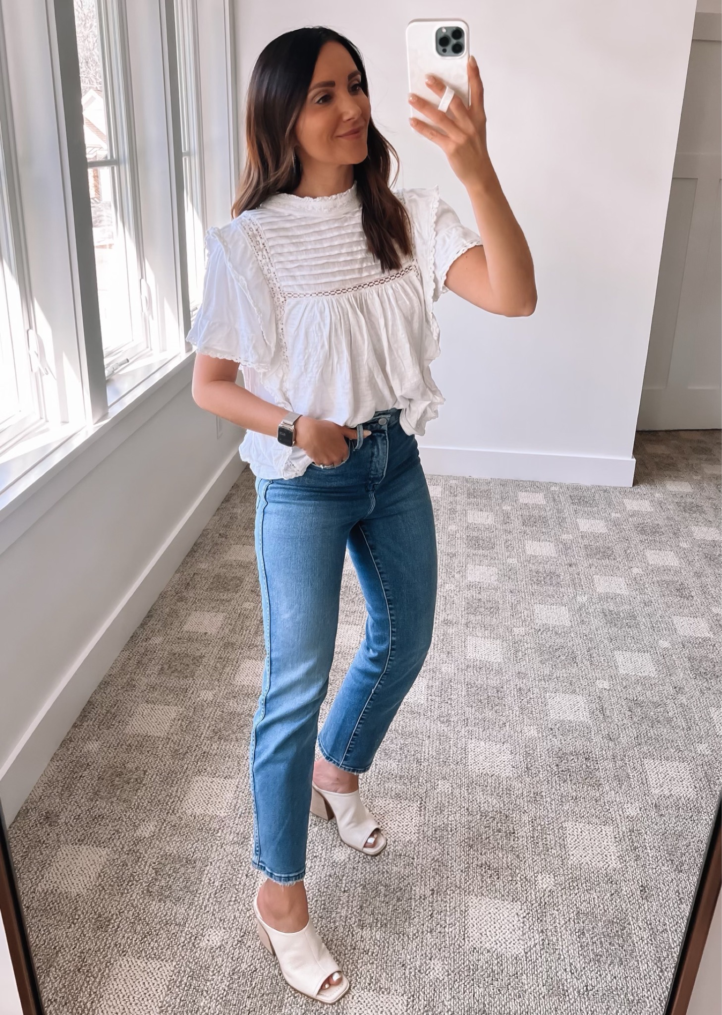 free people top, good american jeans