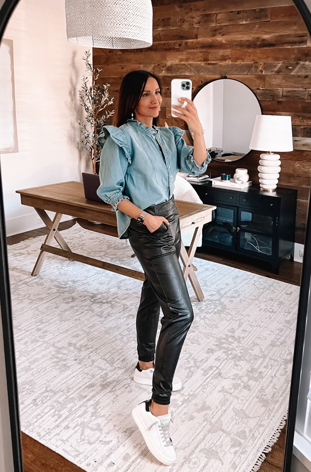 5 Outfit Ideas With Faux Leather Joggers