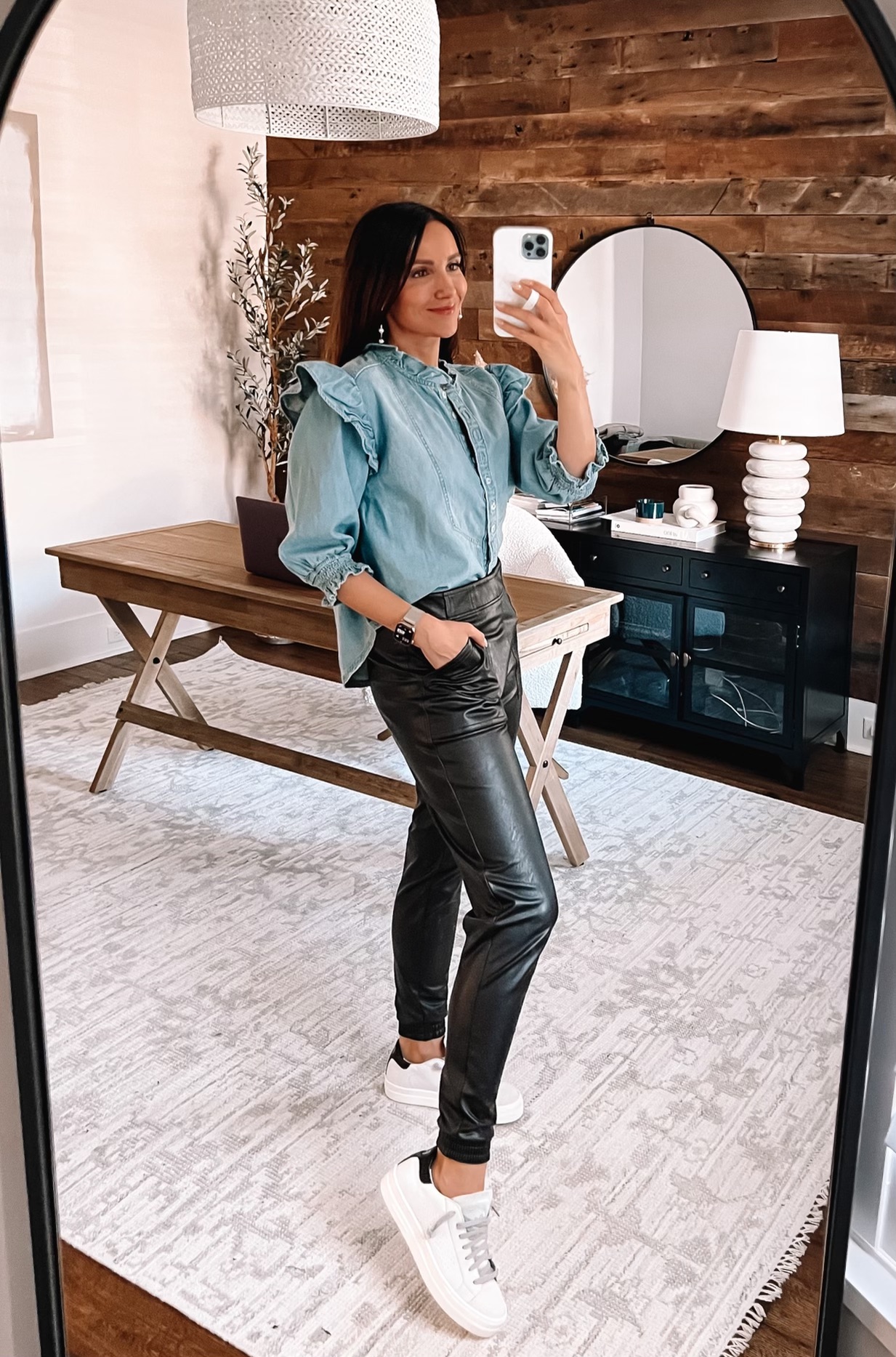 5 Outfit Ideas With Faux Leather Joggers - Blushing Rose Style Blog