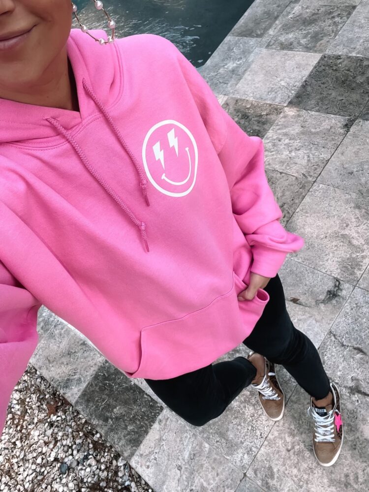 trendy smiley hoodie