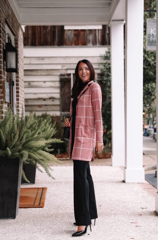 plaid blazer with black pants