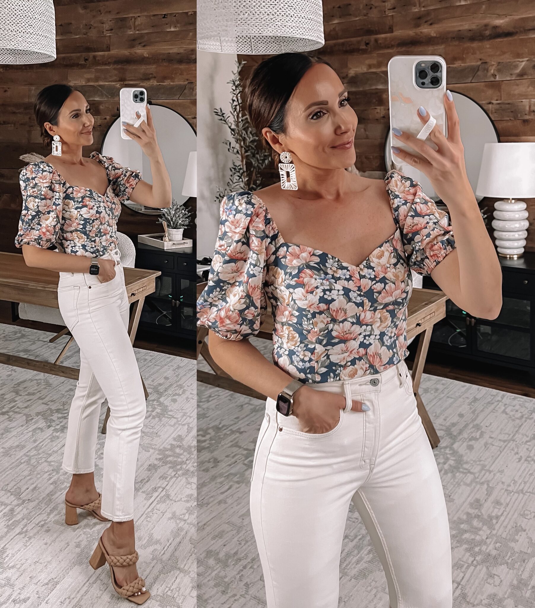 abercrombie white jeans and floral top
