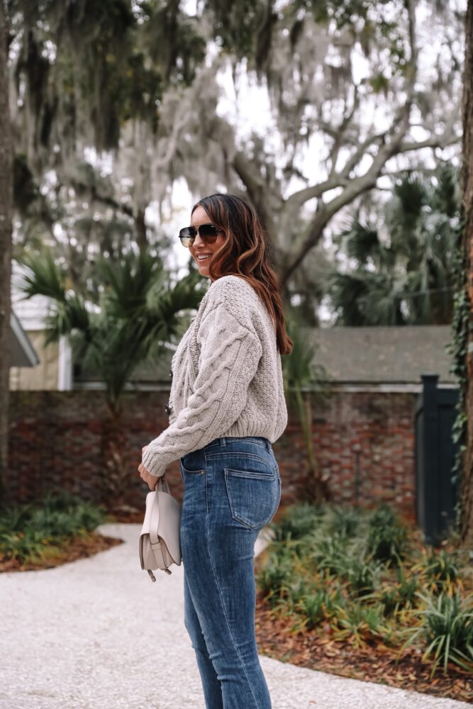 nordstrom cardigan and wit & wisdom jeans