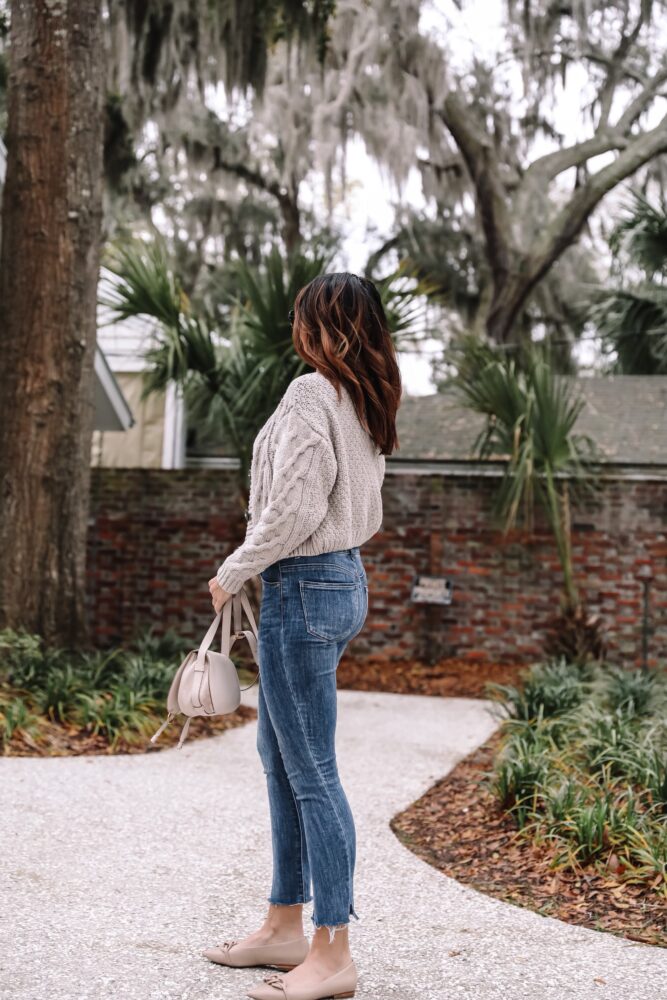 nordstrom cardigan and wit & wisdom jeans