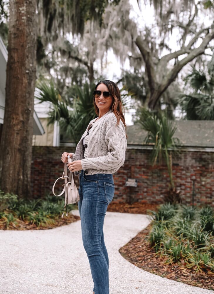 nordstrom cardigan and wit & wisdom jeans