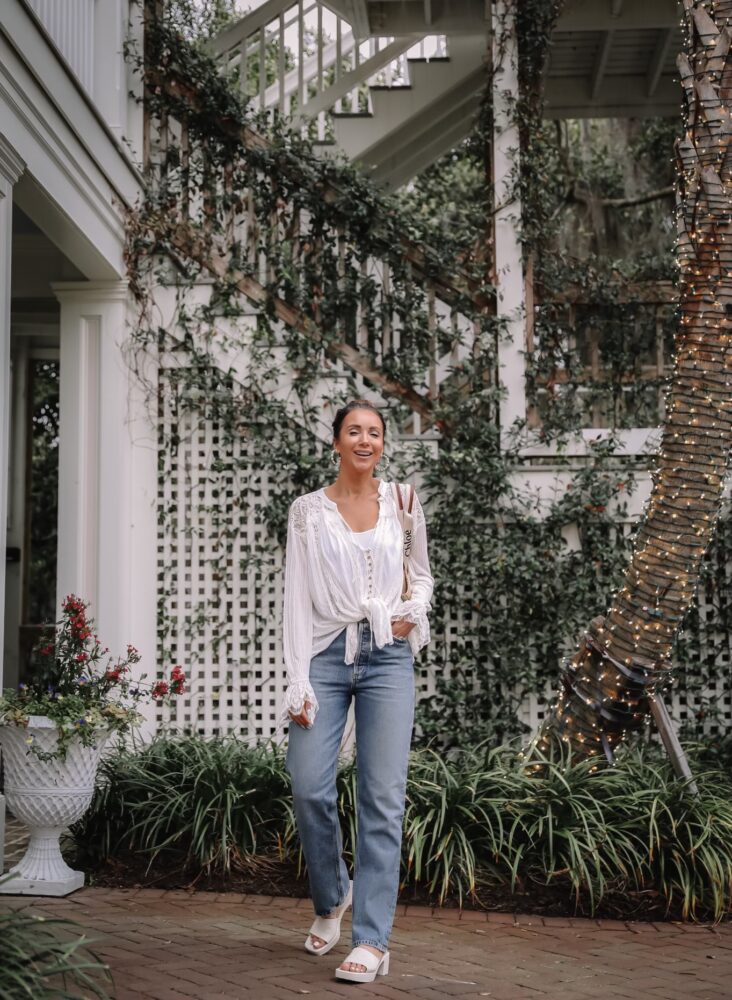 free people top and agolde jeans