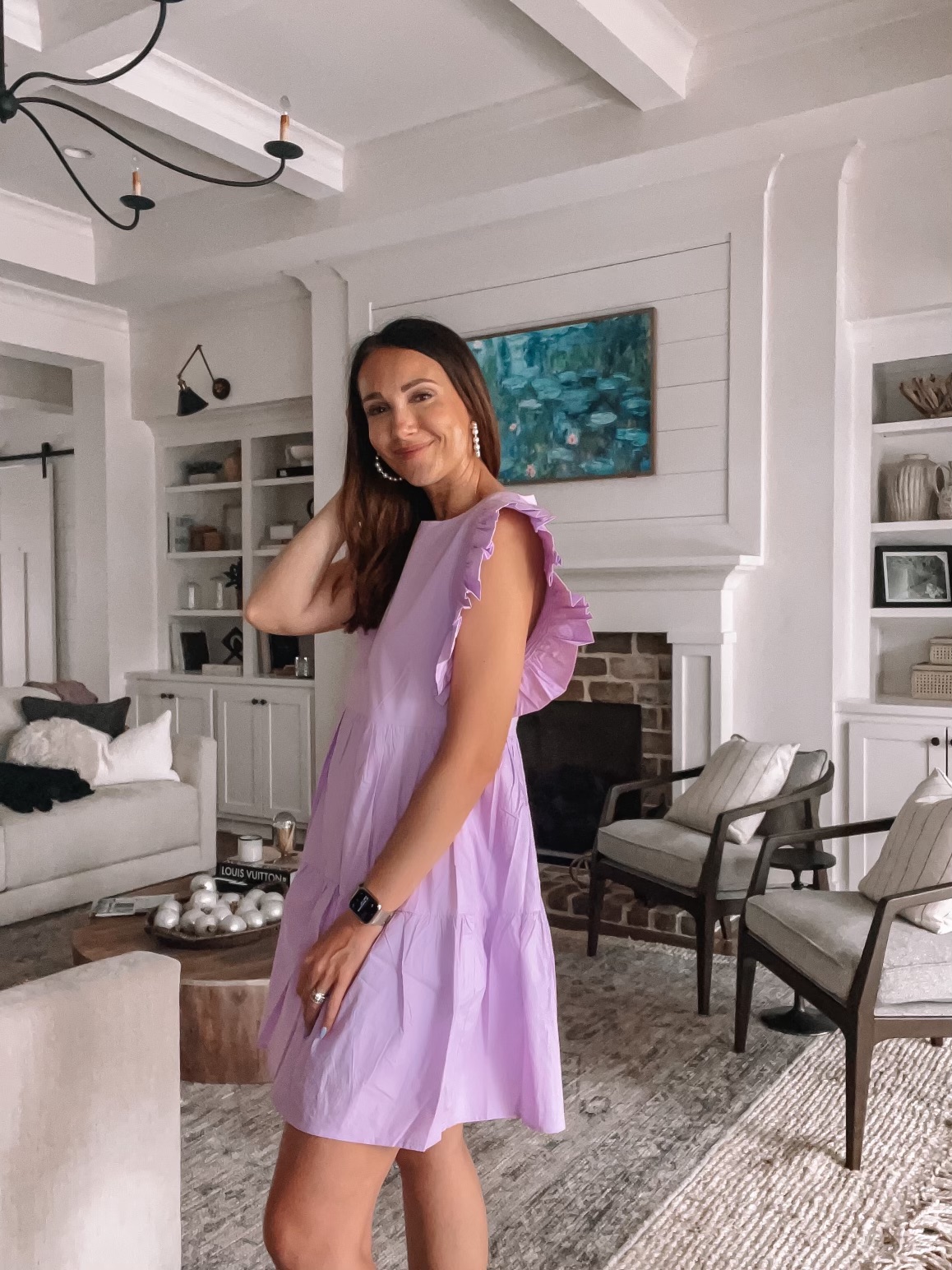 lavender dress, spring outfit