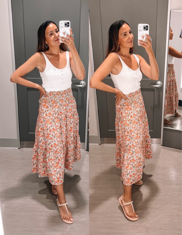 target floral maxi skirt with tank top