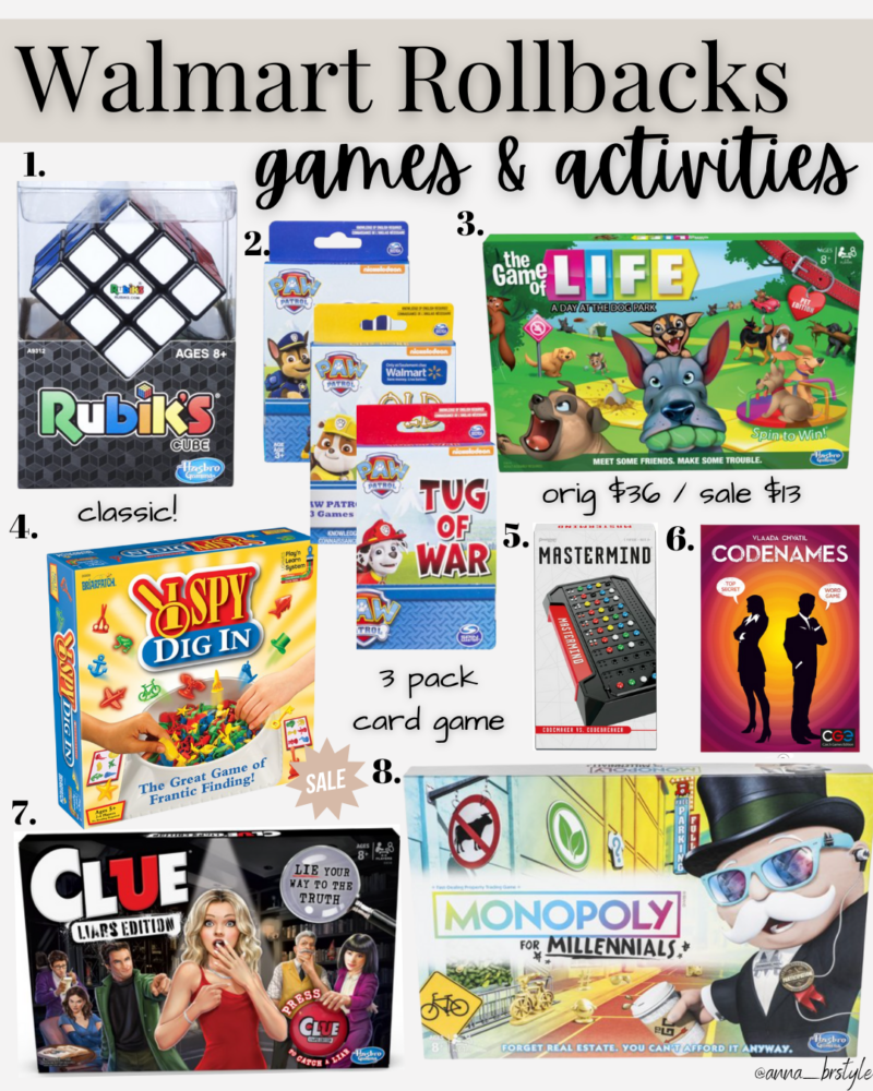 wallmart rollbacks - board games