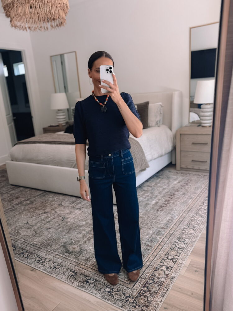 wide leg jeans, high waisted jeans, tie waist jeans, light wash denim, casual outfit, classic white tank top, sleeveless top, neutral cardigan, sweater over shoulders, everyday style, casual chic outfit, Walmart fashion find, affordable denim, stylish mom outfit, tall girl approved jeans, cozy bedroom mirror selfie, neutral home decor, modern bedroom aesthetic, layered casual look, minimal jewelry, smart watch accessory, casual weekend outfit, versatile jeans outfit, effortless style, fashion blogger outfit